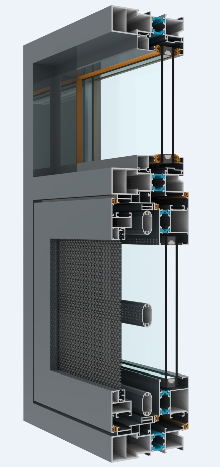 109幕墙款内平框隔热窗纱一体系列-1.8